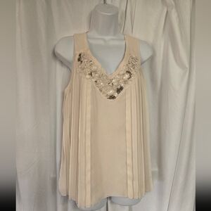 Jennifer Lopez Cream Embellished Blouse Size M